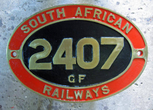 SAR Brass Numberplate.  Class GF No. 2407