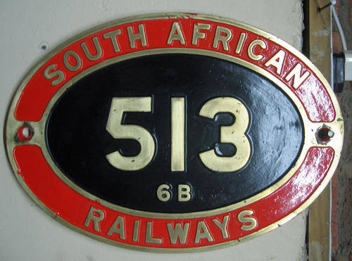 SAR Brass Numberplate : Class 6B No. 513