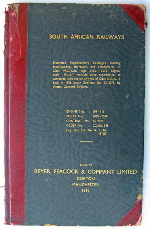 SAR Illustrated Supplementary Catalogue showing mods. and ammendments to Class NG/G16 engines