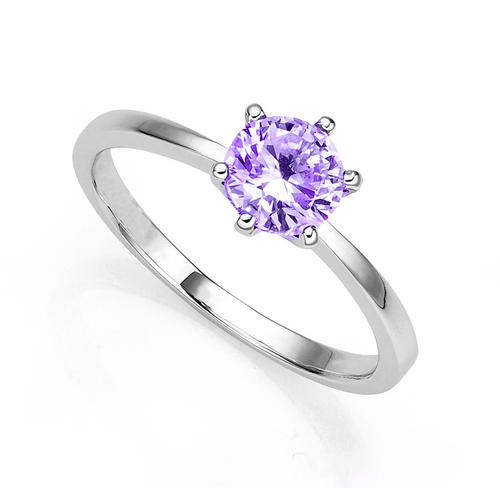 Guaranteed 100% REAL NATURAL, SOLID 14KT WHITE GOLD 3.70CT NATURAL AMETHYST RING