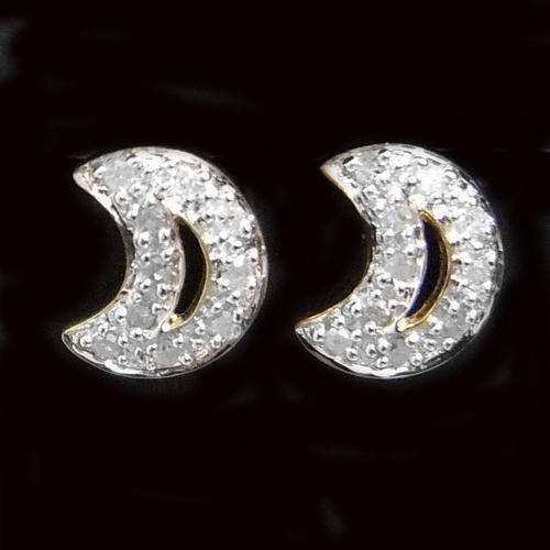 100% REAL, SOLID 10KT YELLOW GOLD NATURAL DIAMONDS EARRINGS