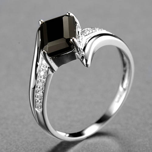 Guaranteed 100% REAL NATURAL, SOLID 14KT WHITE GOLD 1.76CT NATURAL BLACK SAPPHIRE AND DIAMONDS RING