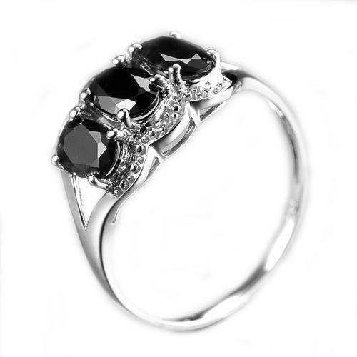 Guaranteed 100% REAL NATURAL, SOLID 14KT WHITE GOLD 1.82CT NATURAL BLACK SAPPHIRE AND DIAMONDS RING