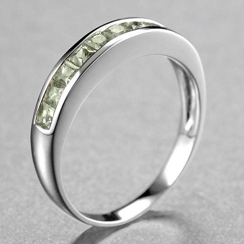 Guaranteed 100% REAL NATURAL, SOLID 14KT WHITE GOLD 0.50CT NATURAL GREEN SAPPHIRE RING