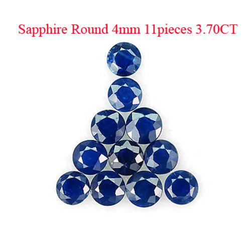 3.70CT 11pieces ROUND 4.0MM BLUE SAPPHIRE AAA QUALITY  (DARK BLUE COLOR) [D.H.K. CERTIFIED]