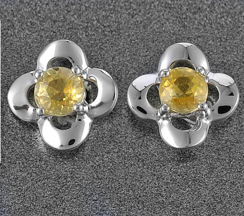 Guaranteed 100% REAL NATURAL, SOLID 14KT WHITE GOLD 0.20CT YELLOW SAPPHIRE EARRINGS