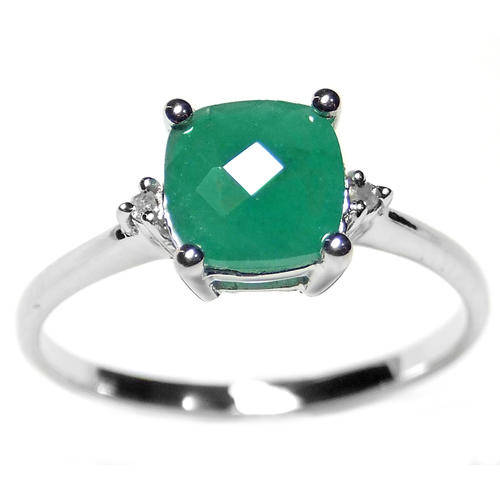 Guaranteed 100% REAL NATURAL, SOLID 14KT WHITE GOLD 1.00CT NATURAL EMERALD AND DIAMONDS RING