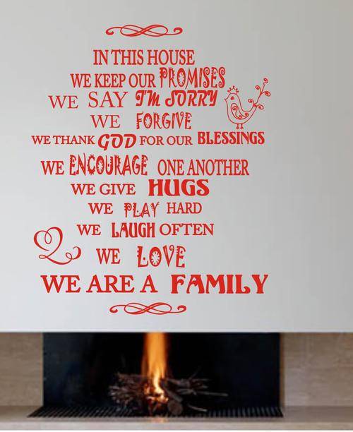 VINYL DECAL-IN THIS HOUSE - red Less than half price