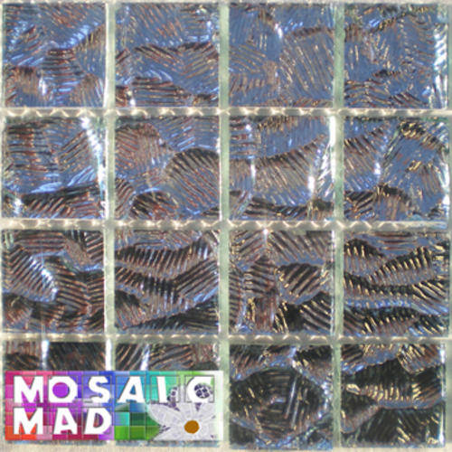 16 Crystal Glass Mosaic Tiles: SILVER RIPPLE 25mm x 25mm x 4mm