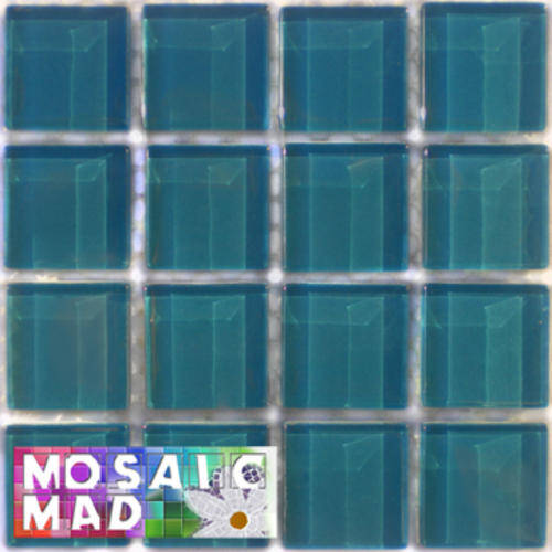 16 Crystal Glass Mosaic Tiles: TURQUOISE 23mm x 23mm x 4mm