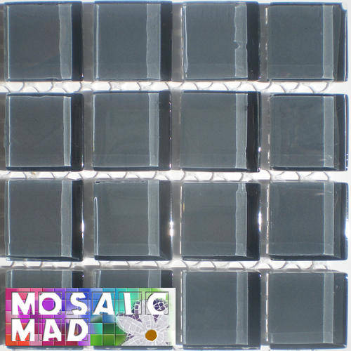16 Crystal Glass Mosaic Tiles: SLATE GREY 23mm x 23mm x 4mm