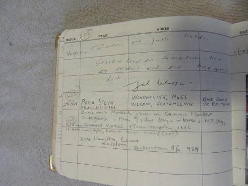 DR LOUIS VAN DER WATT`S VISITORS BOOK TO HIS PRIVATE MUSEUM/RUGBY COLLECTION