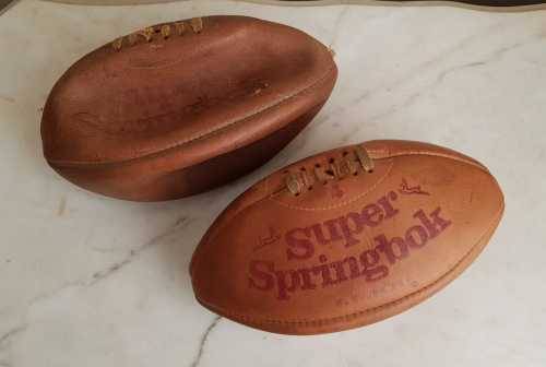 2 x Vintage Genuine Leather Invinsible `Super Springbok` Rugby Balls - One Lot