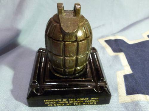WW1 Mills Hand grenade Ink well Memento - numbered