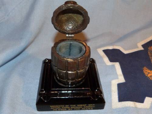 WW1 Mills Hand grenade Ink well Memento - numbered