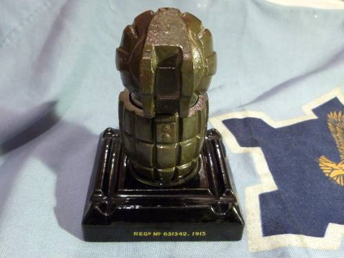 WW1 Mills Hand grenade Ink well Memento - numbered