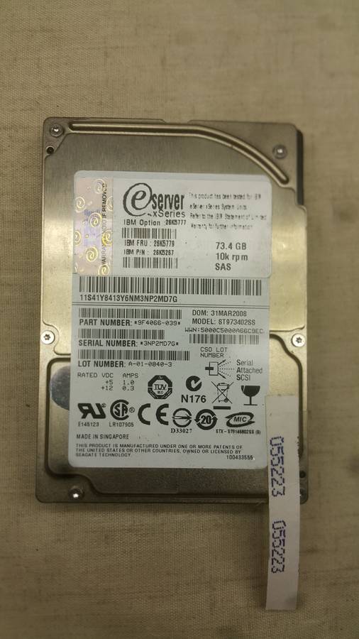 IBM SAS HDD - 73.4 GB - Server xSeries - 10k rpm (pn: 26K526)
