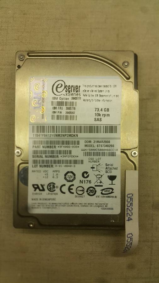 IBM SAS HDD - 73.4 GB - Server xSeries - 10k rpm (pn: 26K526)
