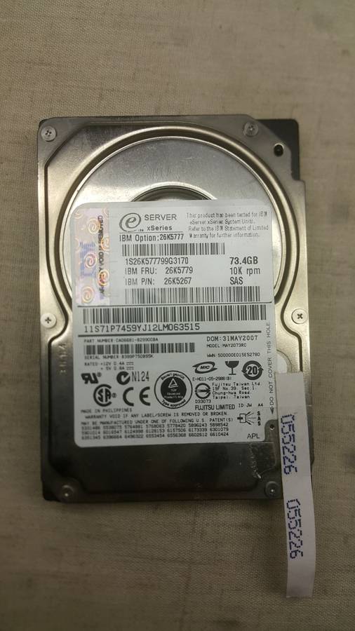 IBM SAS HDD - 73.4 GB - Server xSeries - 10k rpm (pn: 26K526)