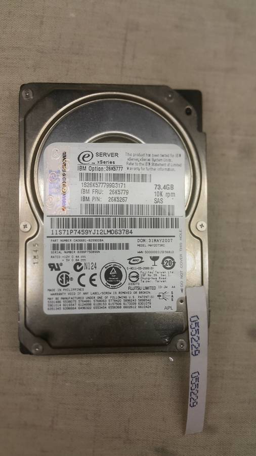 IBM SAS HDD - 73.4 GB - Server xSeries - 10k rpm (pn: 26K526)