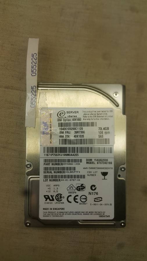 IBM SAS HDD - 73.4 GB - Server xSeries - 10k rpm (pn: 26K526)