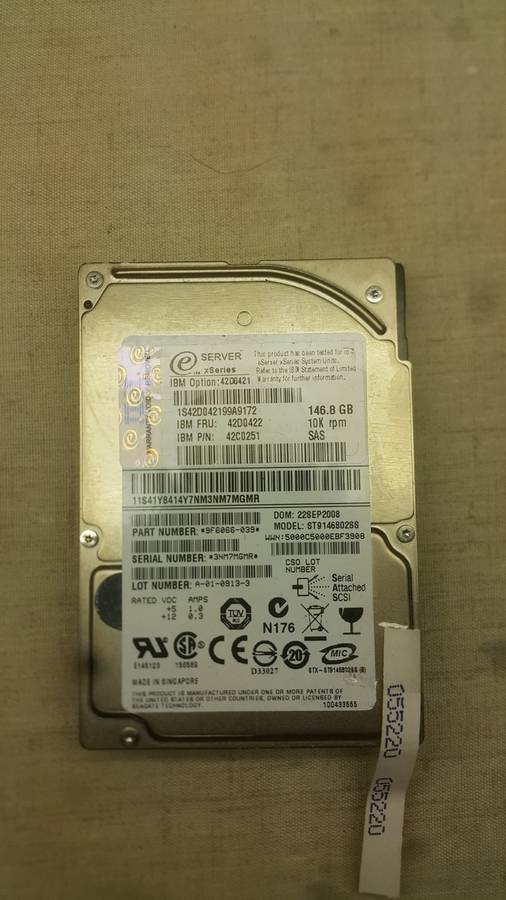 IBM SAS HDD - 146.8 GB - Server xSeries - 10k rpm (pn: 42c0251)