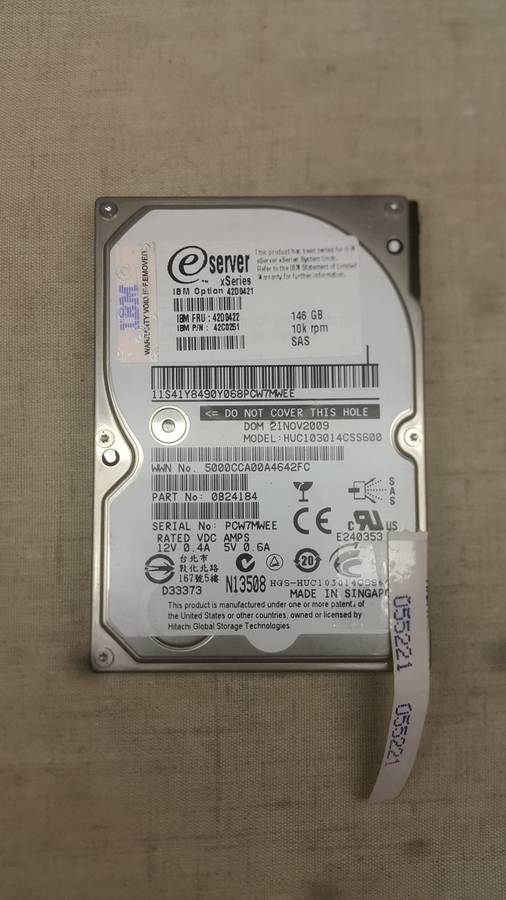 IBM SAS HDD - 146.8 GB - Server xSeries - 10k rpm (pn: 42c0251)