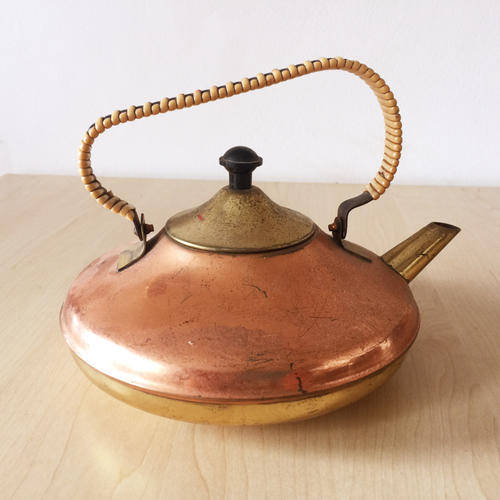Vintage Copper and Brass Kettle (150mm x 150mm)
