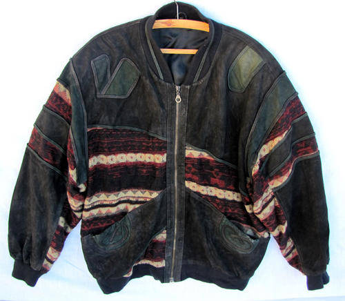 Mens Snug Stunning Black Green and Red Leather Jacket, Warm and Comfortable, SA Size 36