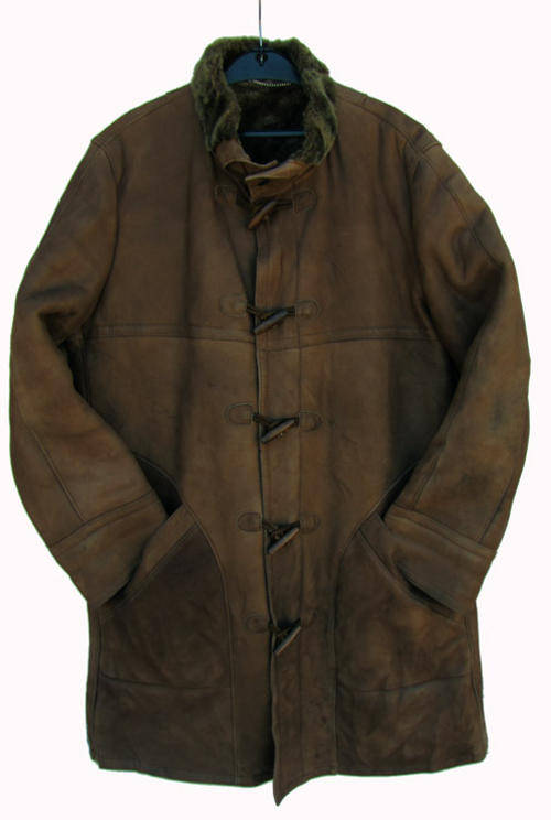 Mens Handsome Genuine Brown Leather Jacket, Fur-like Lining, Size 36/38