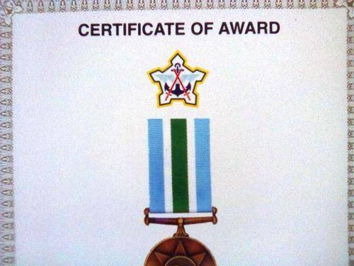 SADF Unitas Medal Blank Certificate ( English) A4 - SIZE (unused and no damage at all)