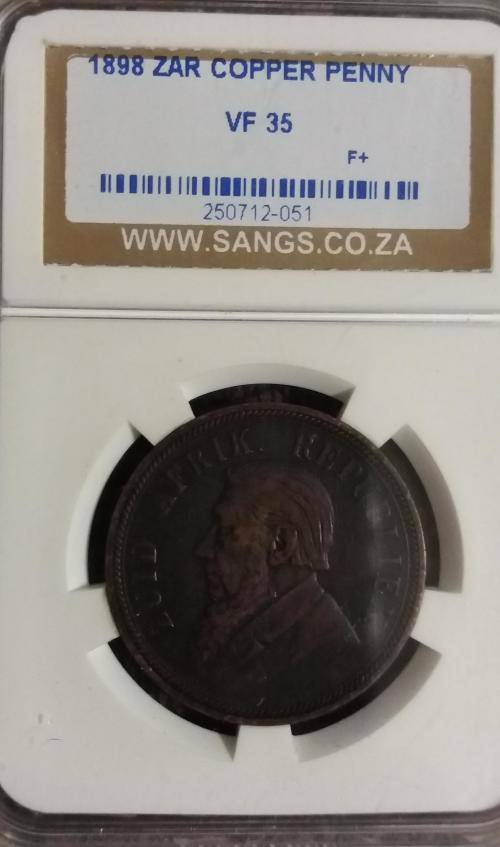 1898 ZAR PENNY SANGS GRADED VF 35!!
