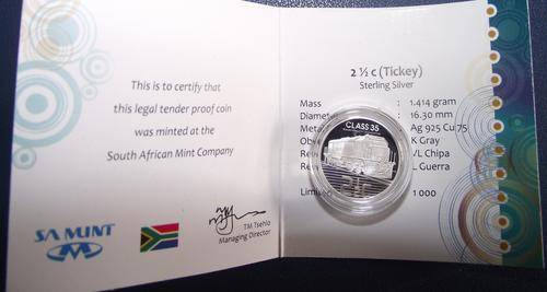 PROOF 2013 SILVER TRAINS OF SOUTH AFRICA TICKEY LTD MINTED ONLY 1000!!!!