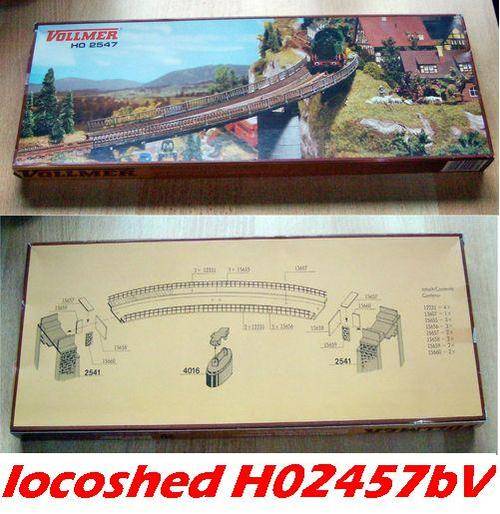 H0 gauge  Platformbridge curved R380 376mm length 67mm wide 40.5mm trackbed NEW KIT  #H02547bVollmer