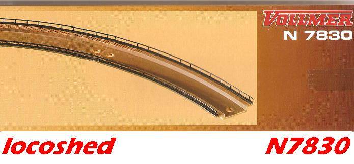 N gauge NEW kit 2 pcs curved (R390) Bridge platform + track-bed ea 205mm length N7830 Vollmer
