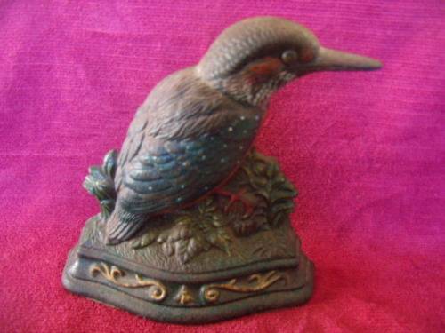Vintage Wright Studios Cast Iron King Fisher Door Stop.