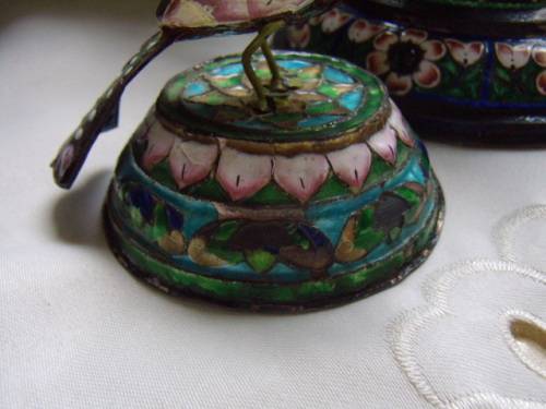 Cloisonne PH Artistic Enamel Sterling Silver Meena Parrot Bird on Tree PLUS  2 Smaller Birds