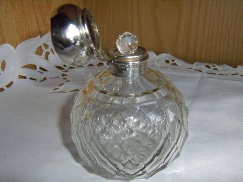 True Antique Piece - 100yrs old -  Silver Hallmarked Crystal Perfume Bottle with Crystal Stopper