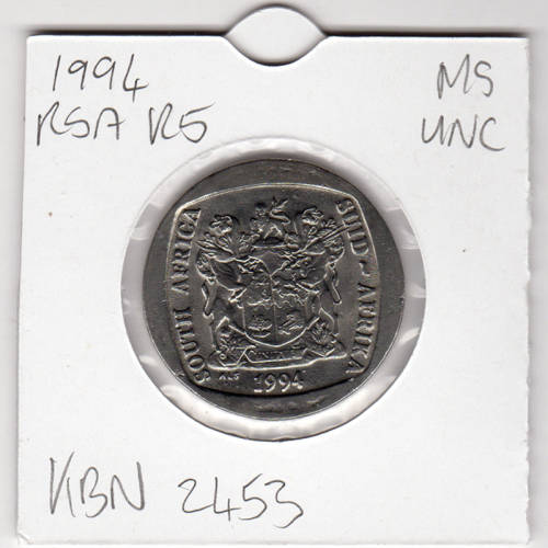 Nelson Mandela Inauguration Five Rand - R5 1994 - Uncirculated In 2 x 2 Coin Flip