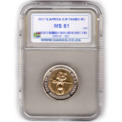 *** MS61 *** O R Tambo Five Rand - R5 2017 - Uncirculated SANGS Graded