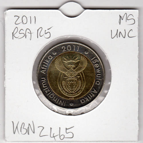 Reserve Bank 90 Years Five Rand - R5 2011 - Uncirculated In 2 x 2 Coin Flip