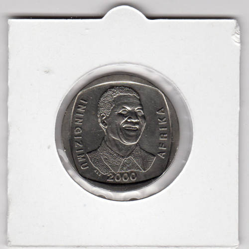 Nelson Mandela Smiley Five Rand - R5 2000 - Uncirculated In 2 x 2 Coin Flip