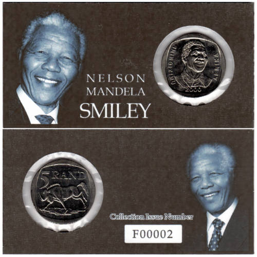 Nelson Mandela Smiley Five Rand Coin Flip - R5 2000 MS60-MS70 Potential