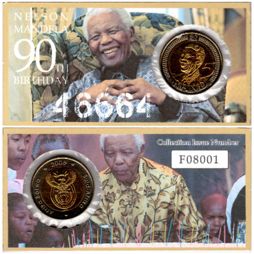 Nelson Mandela 90th Birthday Five Rand Coin Flip - R5 2008 MS63-MS70 Potential
