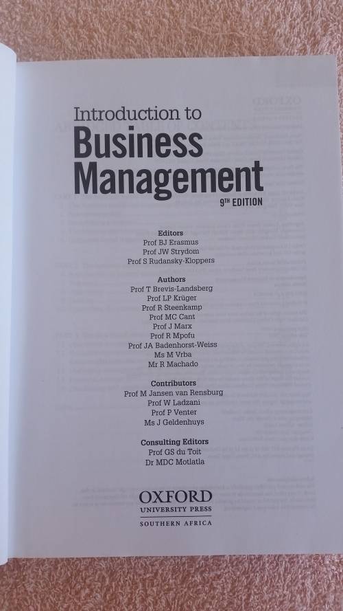 Introduction to Business Management (Erasmus et al.) 9th Ed