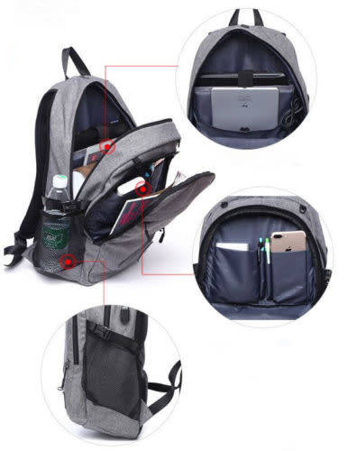 Waterproof Canvas Backpack Laptop Bag With USB Charging and Basketball Net