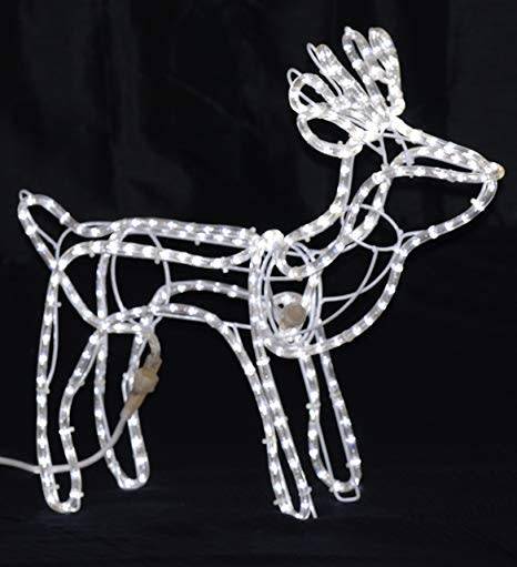 FOLDABLE COOL WHITE LED Rope Light Reindeer Lighted Christmas Deer (65* 58*30CM )
