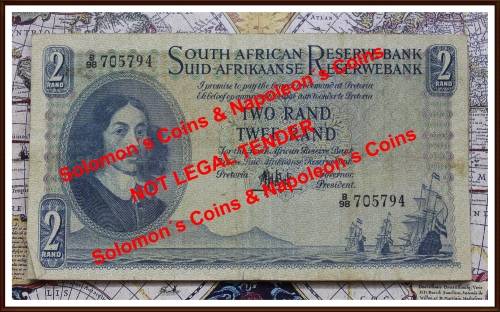 Uni. of South Africa, 10 Bank Notes, Two Rand  in Conditions Circ, Bid Per Note, as per Photo.