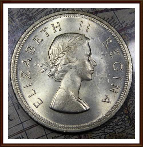 1957 Uni. of S. A. 5 Shillings, Coin Almost UNC, Judge Condition for Yourself, asper Photo.