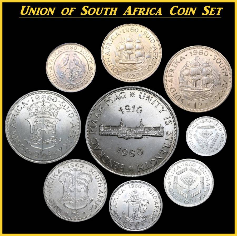 1960 Union of  S. A : Set of UNC and Circulated Coins,  Excellent Coins, as per Photo.